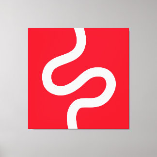 Lienzo Línea de curvas 02 - Blanco en rojo