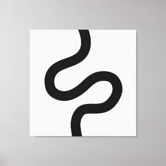 Lienzo Línea de curvas 02 - Negro sobre blanco