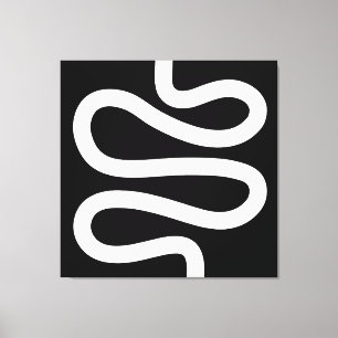 Lienzo Línea de curvas - Blanco sobre negro