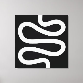Lienzo Línea de curvas - Blanco sobre negro