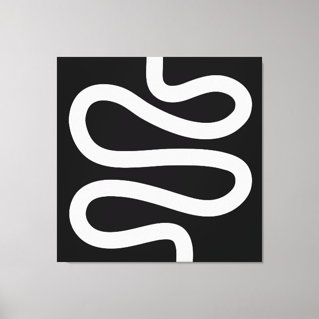 Lienzo Línea de curvas - Blanco sobre negro (Anverso)