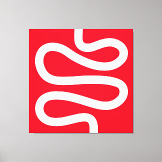 Lienzo Línea de curvas - Blanco sobre rojo