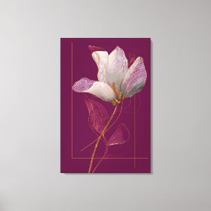 Lienzo Línea dorada de magnolia blanca Magenta