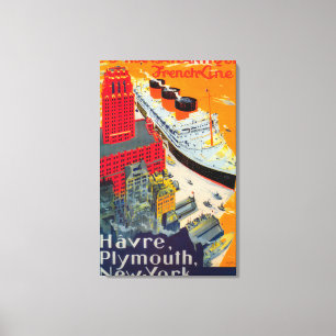 Lienzo Línea francesa poster del viaje, Havre a Plymouth
