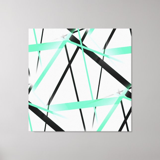 Lienzo Línea Moderna Geometría Fría Blanco Negro Verde Pa (Anverso)