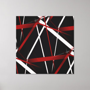 Lienzo Línea Urbana de Geometría Moderna Negro Blanco Roj