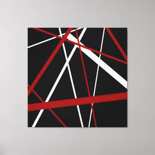 Lienzo Línea Urbana de Geometría Moderna Negro Blanco Roj