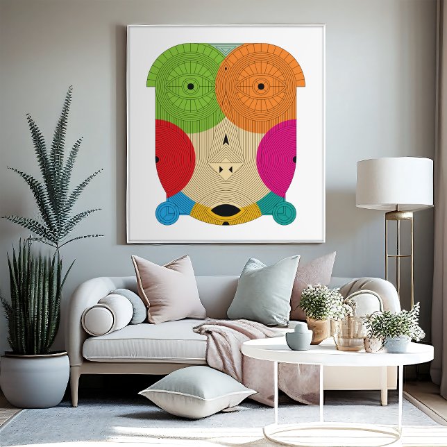Lienzo Líneas antiguas aztecas (art print placed on a modern traditional living room)