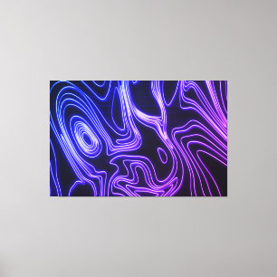 Lienzo Líneas Neon Glow azul y violeta Cyberpunk