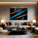Lienzo Lines in Motion<br><div class="desc">Diagonal bands in vibrant blue and copper create a dynamic flow over a black background. This minimalist work brings energy and modernity through clean and precise lines. Ideal for corporate or residential spaces seeking contemporary sophistication with striking visual impact.</div>