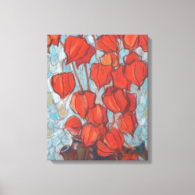 Lienzo Linternas chinas, Physalis Pintado floral de otoño (Anverso)