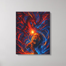Lienzo Lion and Dragon Wall Art – Elemental Energy