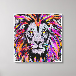 Lienzo Lion Face - Dibujo de León Realista