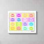 Lienzo Lipstick KISS Pop Art Gallery Livas envueltas<br><div class="desc">¡Un conjunto de KISSES al estilo pop artístico, besos de pintalabios! Listos en un arcoiris de colores en una galería de lienzo envuelto - Listo para colgar, sin marco necesario! Perfecto para una habitación de chica, un cuarto de baño o una decoración casera kitsch. Elige tu color de fondo y...</div>