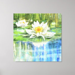 Lienzo Lirio de agua blanca Nymphaea alba - Pintura origi