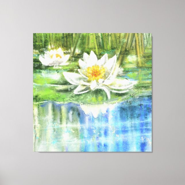 Lienzo Lirio de agua blanca Nymphaea alba - Pintura origi (Anverso)