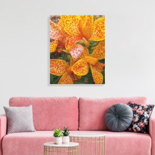 Lienzo Lirio de Canna Amarillo con Flores con Motas Rojas