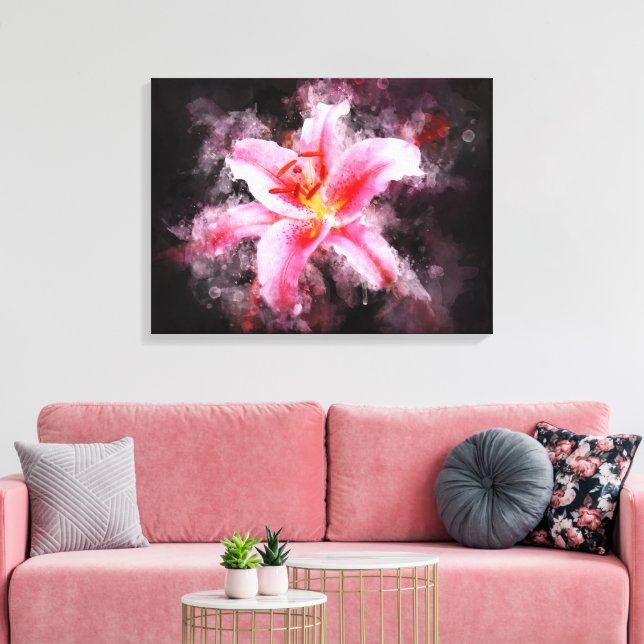Lienzo Lirio Stargazer acuarela - bb 01 (Insitu (Sala de estar))