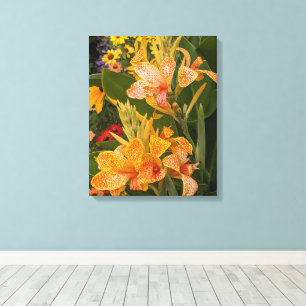 Lienzo Lirios de Canna y Zinnias Floral