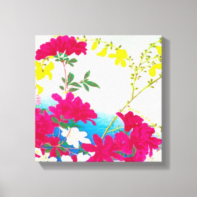 Lienzo Lirios de día japoneses - magenta, azul amarillo (Anverso)