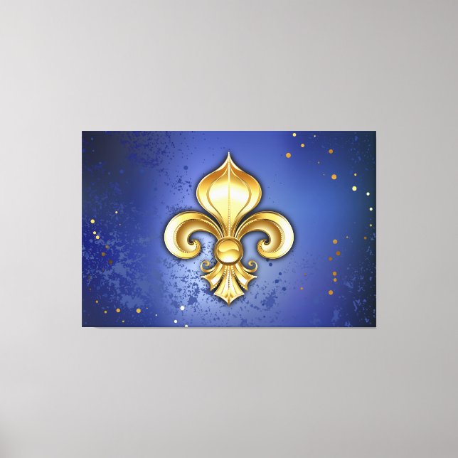 Lienzo Lirios de oro sobre azul (Anverso)