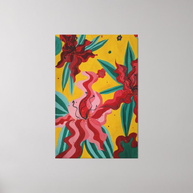 Lienzo lirios, flores, abstracción, abstracción, (Anverso)