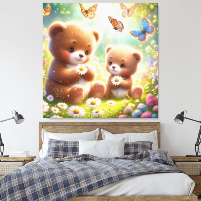 Lienzo Little Bears Daisies 2 (Insitu(Dormitorio))