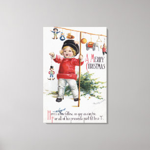 Lienzo Little Boy que muestra sus regalos