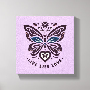 Lienzo Live Life Love Butterfly Canvas Wall Art