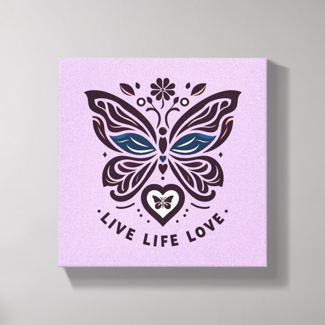 Lienzo Live Life Love Butterfly Canvas Wall Art (Anverso)