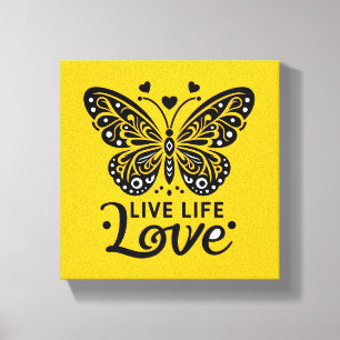 Lienzo Live Life Love Butterfly Canvas Wall Art