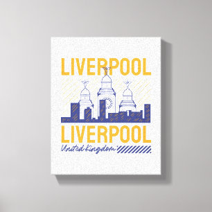 Lienzo Liverpool Reino Unido Tipografía Retró de Silueta