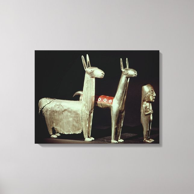 Lienzo Llama, alpaca y mujer (Anverso)