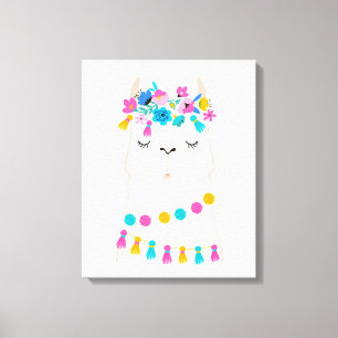 Lienzo Llama floral cute