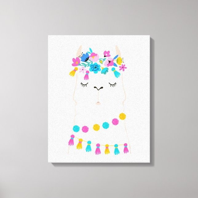 Lienzo Llama floral cute (Anverso)