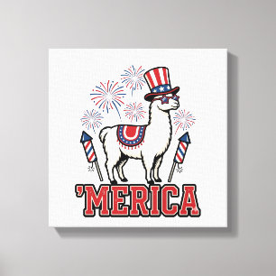 Lienzo Llama Patriótico Merica Diseño Vector Vintage_1