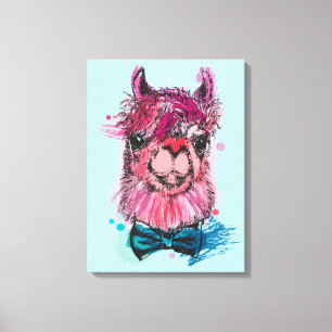 Lienzo Llama rosada cuta