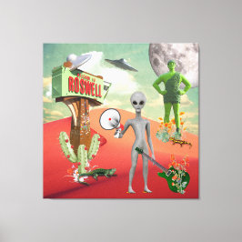 Lienzo Llamando a todos los alienígenas al desierto de OV