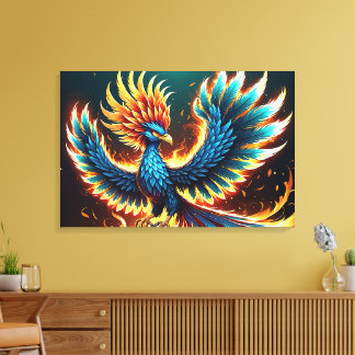 Lienzo Llamas de la Majestuosa Cresta del Fénix