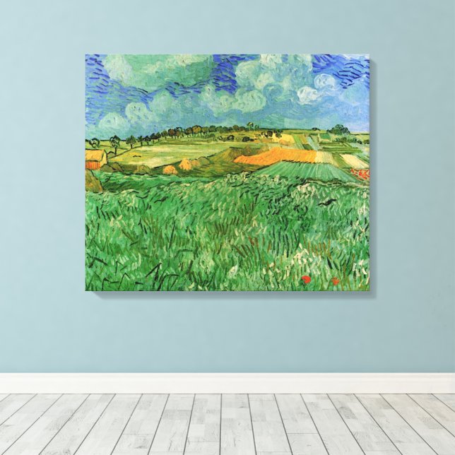 Lienzo Llanura cerca de Auvers de Vincent van Gogh (Insitu (piso de madera))