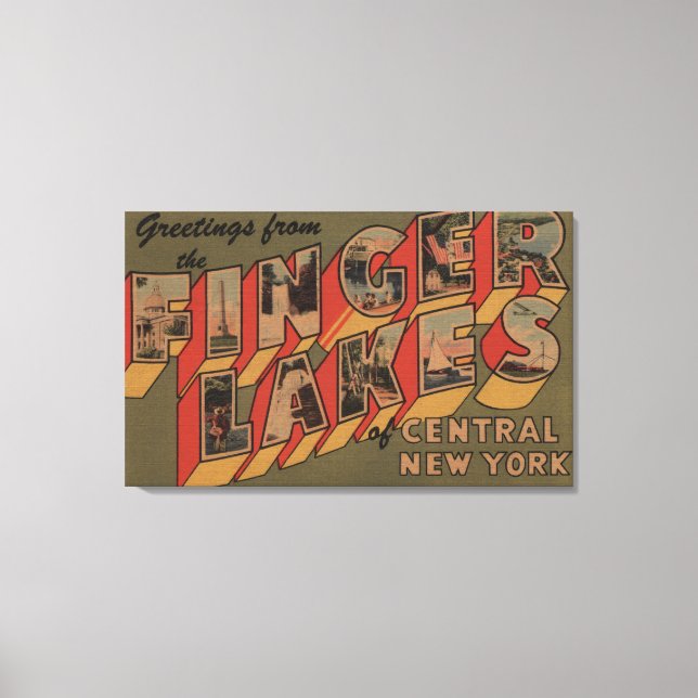 Lienzo Llave de dedos, Nueva York - Escenas de letras gra (Anverso)