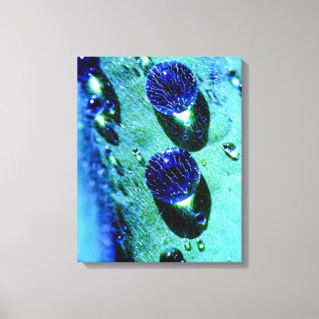 Lienzo Lluvia azul Perlas de agua envueltas (Anverso)