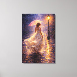 Lienzo Lluvia de Medianoche: Estilo Impasto
