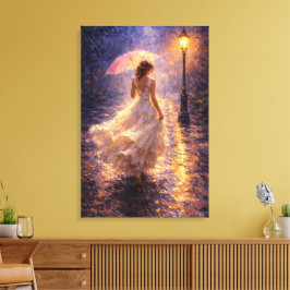 Lienzo Lluvia de Medianoche: Estilo Impasto