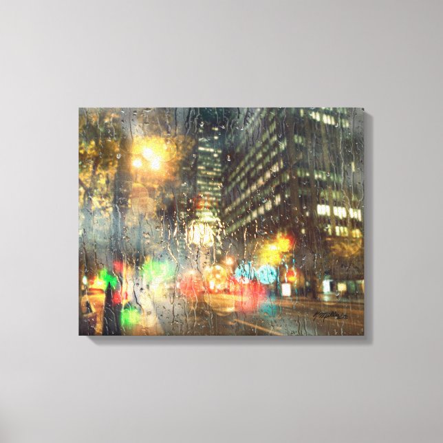 Lienzo Lluvia en la ciudad (Anverso)