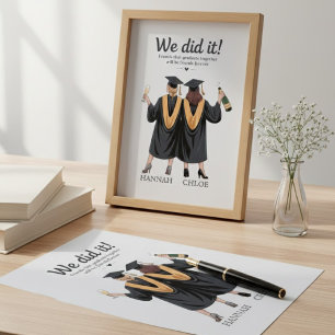 Lienzo Lo Hicimos Ilustración de Graduación Mejores Amiga