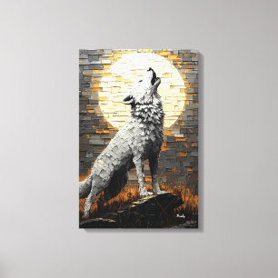 Lienzo Lobo aullador en estilo impasto dinámico