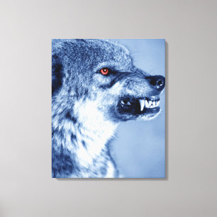 Lienzo Lobo del gruñido (lupus de Canis), perfil (Digita