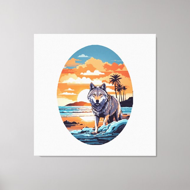 Lienzo Lobo en la playa (Anverso)