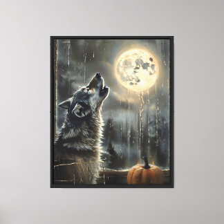 Lienzo Lobo en la ventana de la luna